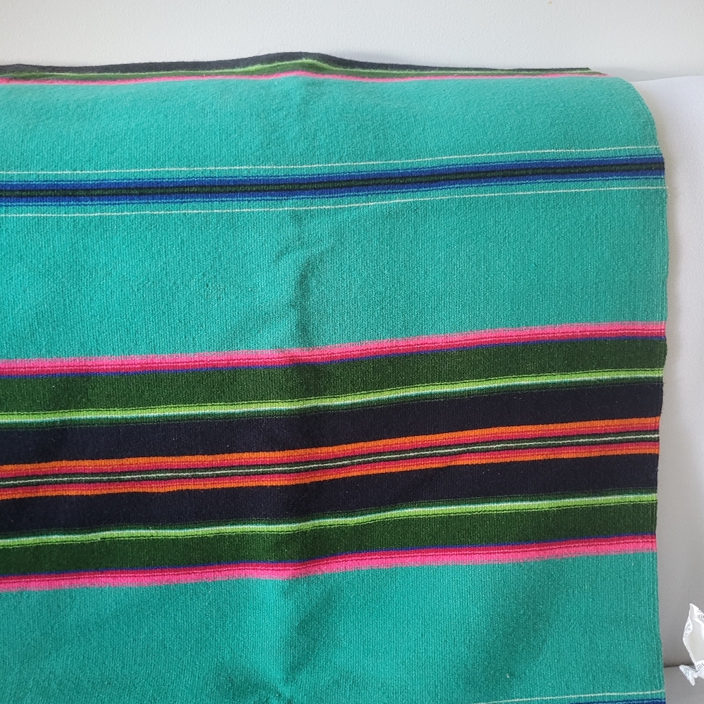Colorful Striped Wool? Throw Blanket with 3" Fringe - Picture 5 of 16